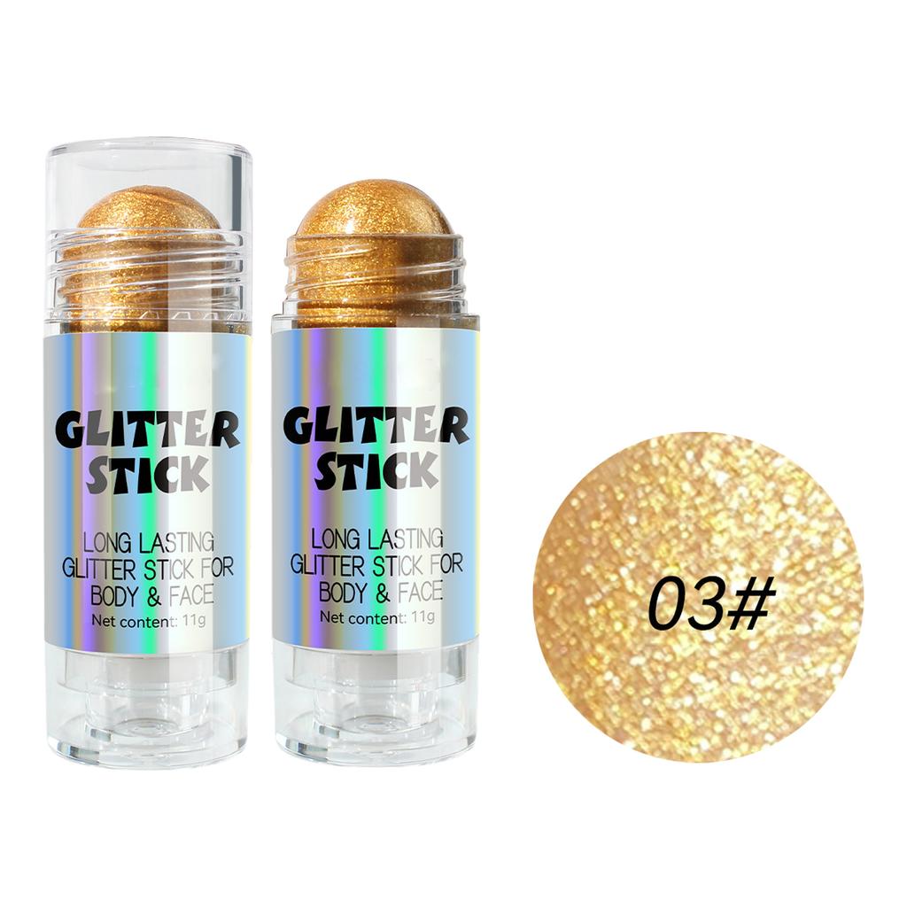 Glitter Roll On Highlighter and Bronzer Stick for Face and Body Sparkling Shimmer Makeup Powder Ideal for Festival Party Daily Use