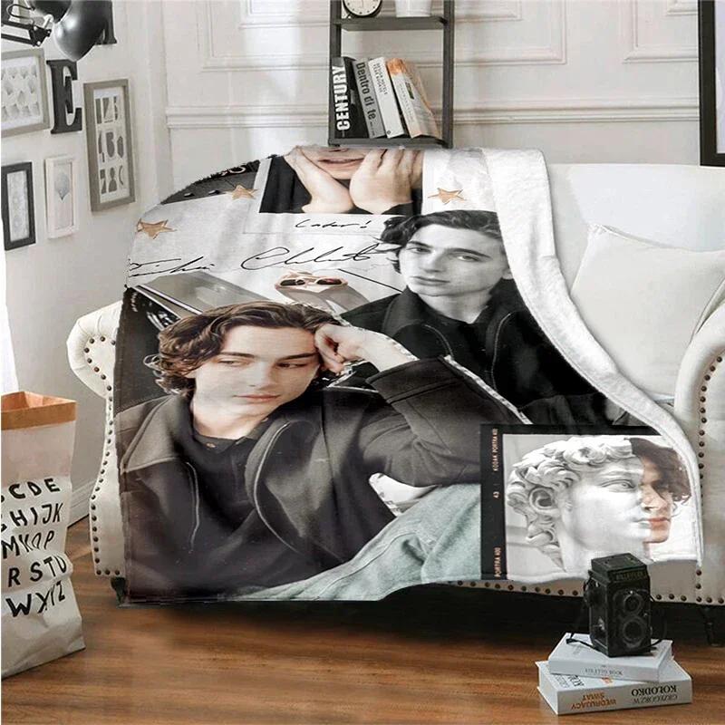 Copridivano letto con fantasia dell'attore Timothée Chalamet, coperta morbida a quadri, isolamento morbido, coperta in flanella, regalo per fan di ragazzo e ragazza