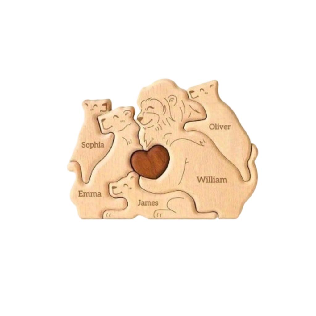 Wooden Family Puzzle Set, Home Decor, Carved Ornament, Party Decoration