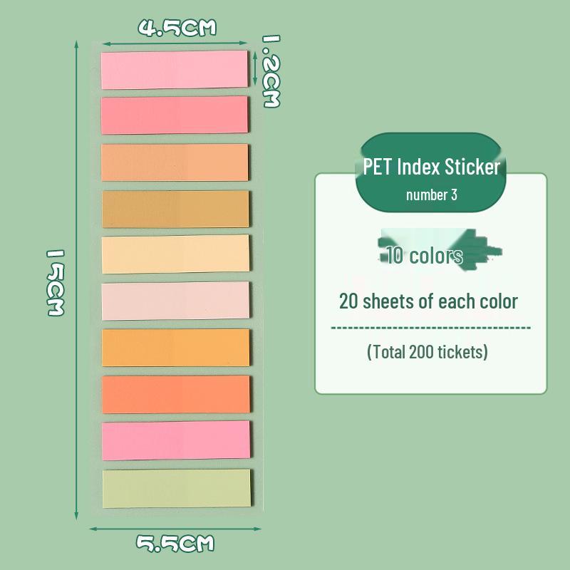PET Morandi Translucent Sticky Notes - Cute Question Marking & Classification Memo Stickers.