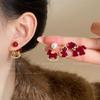 Red Velvet Horse Stud Earrings for Women - New Autumn/Winter 2025 Niche Design