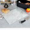 Glass Kitchen Cutting Board, Anti-Slip, White Marble, 30x40 cm