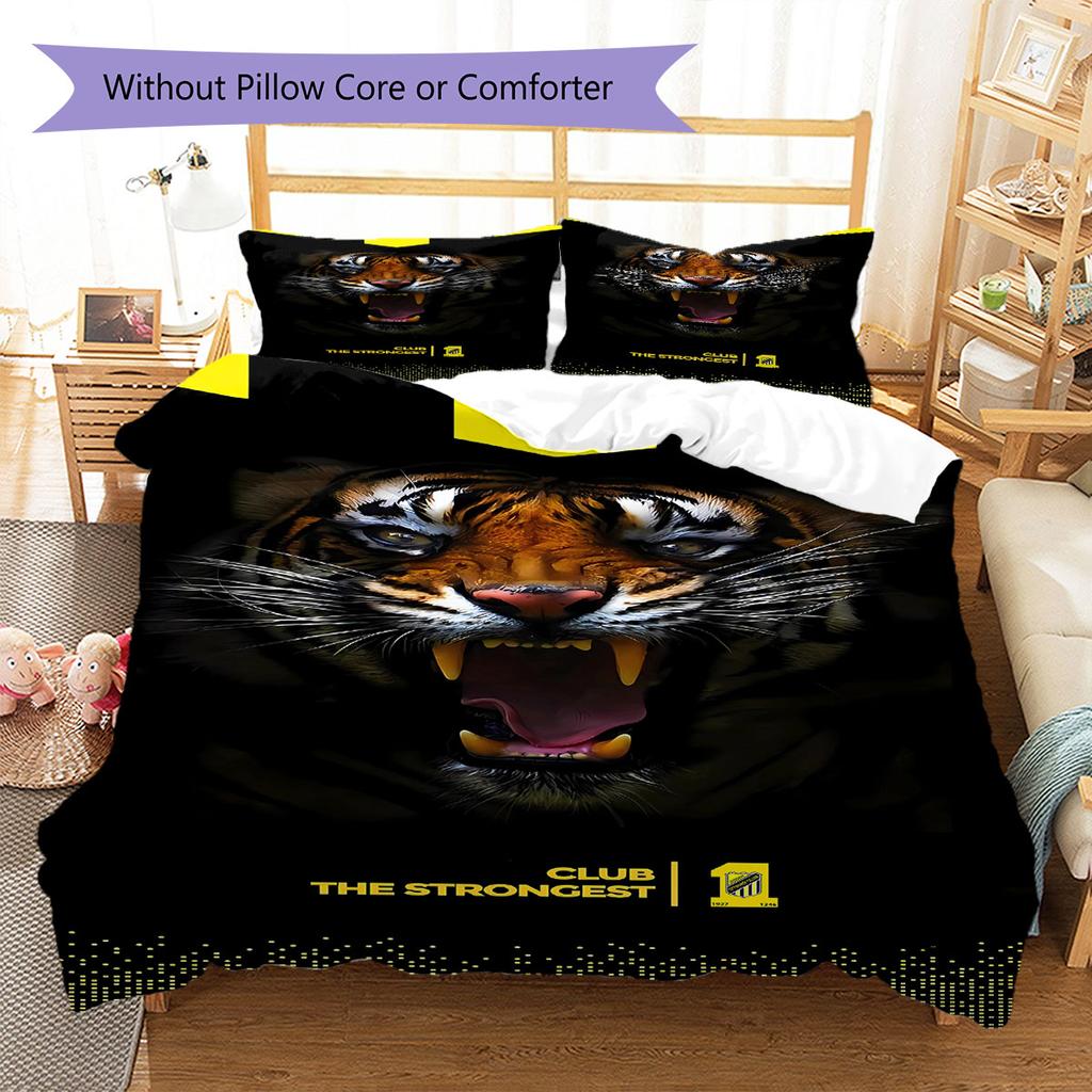 Al-Ittihad FC Pattern Bedding,Quilt Set Quilt Cover Pillowcase Home Birthday Gift(1 * Duvet Cover + 2 * Pillowcase, Without Core)