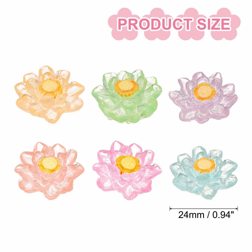 CoCud Mini Resin Flowers, 0.94 Inch Diameter, Miniature Lotus Flowers for Dollhouses, Colorful Color Scheme - (Uses: Fairy Garden, Dollhouse, Party