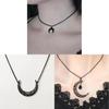 Collier Lune Gothique Avec Pendentif en Alliage Pour Femmes Élégant Accessoire de Bijouterie