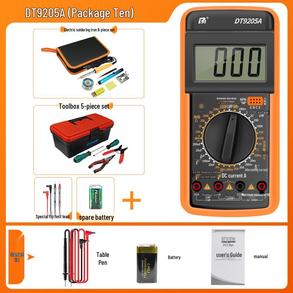 High Precision Anti-Burn Digital Multimeter Electrician's Model DT9205A/9205P-S9205PRO