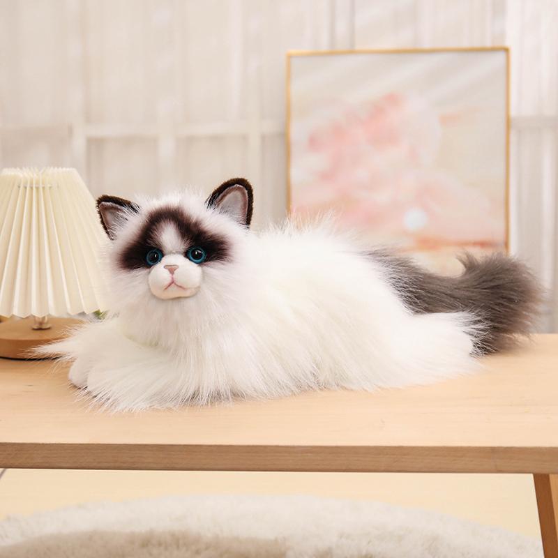 50CM Simulated Ragdoll Cat Plush Toys Long Haired Blue Sequins Eyes Dolls Kawaii Home Decoration Lifelike Pet Toys