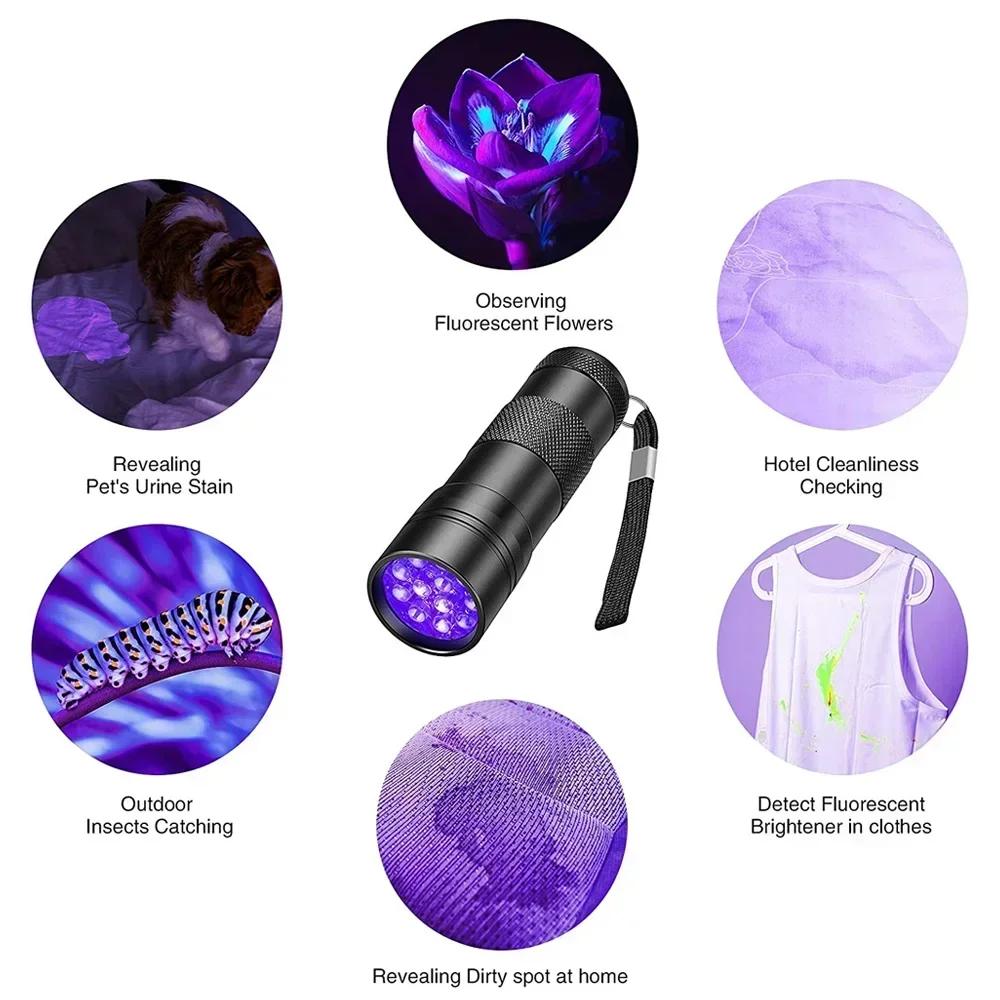 LED portable UV flashlight, black light,  ultraviolet torch, Black light detector for dog urine