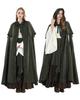 Long Hooded Medieval Vintage Cape for Halloween Witch Cape Size [Kami-Yu-Hyaku] Cosplay, (Green, S)