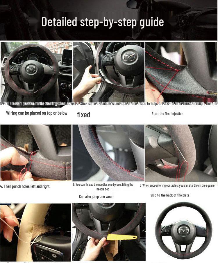 Suede Hand-Stitched Steering Wheel Cover for MG5, MG3, MG6, GT, GS, and Roewe