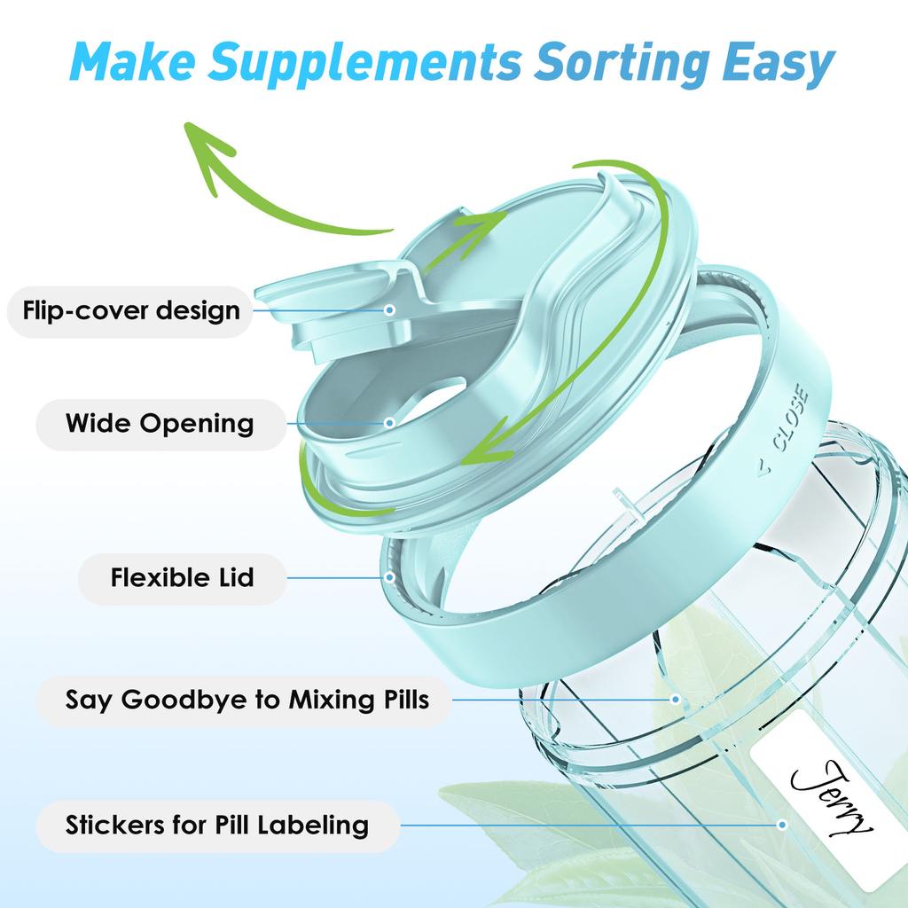 Extra-Large 7 Compartment Giant Pill Container Storage Tablet Vitamins Medicine Fish Oils Travel Holder Medication Dispenser Box