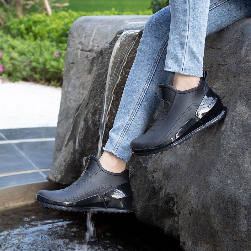 Low-top Rain Shoes Women's Tide Short Tube Shallow Mouth Girls Rain Boots Spring and Autumn Takeaway Water Shoes Fishing Rubber Shoes