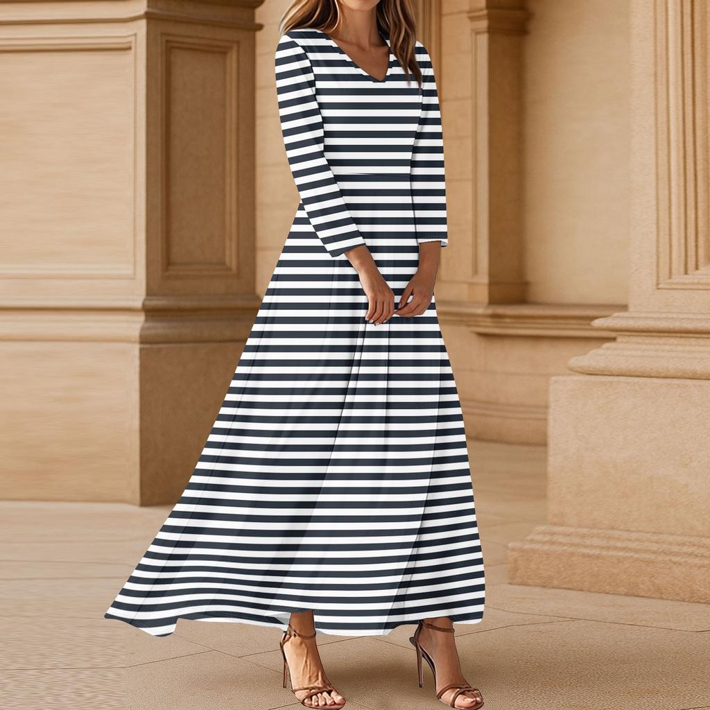 Kjoler For Damer Vintage Blomst Tunika Midjet Midi Kjole Sommer Casual 3/4 Ermet Kjole