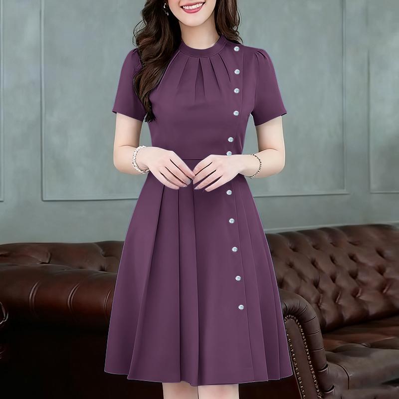 

ZANZEA Женское повседневное летнее платье с круглым вырезом и коротким рукавом 5XL кларет