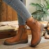 Plus Size Women's Belt Buckle Flat Martin Boots - Round Toe, Low-Cut, Autumn & Winter Style