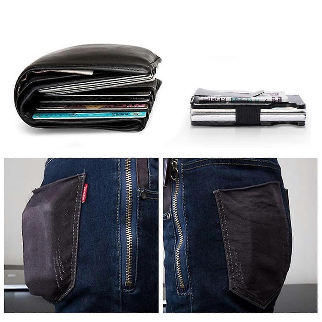 Carbon Thin Metal Credit Card Holder Credit Card Money Clip Blocker Black