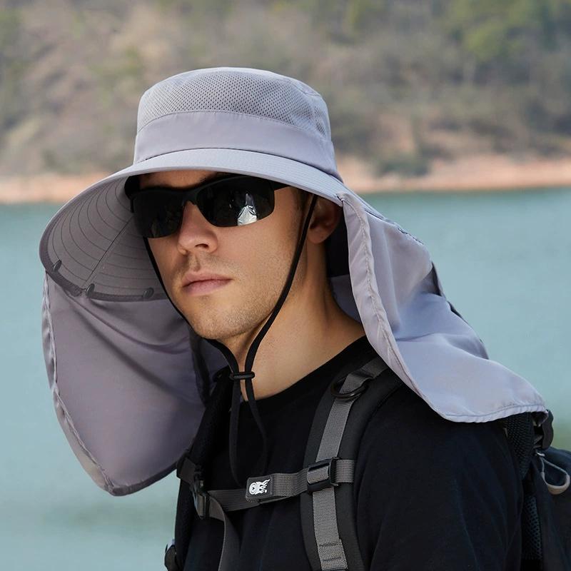 Outdoor summer neck protection sun shading fishing bike hat sun protection mask hat oversized Brim dual-purpose fisherman hat