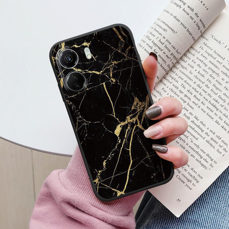 For Redmi 13C Pink Gold Marble Art Fashion Phone Case Soft Silicone Fundas Cover For Redmi13C 13 C Coque Matte Shockproof Bumper