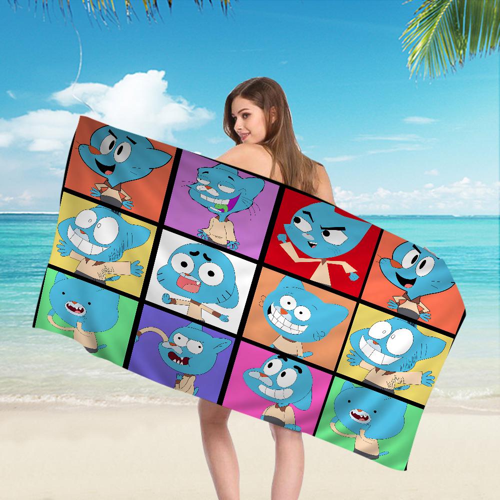 Das A_Erstaunlich Lustige W-Welt G-Gumball Zeichentrick Strandtuch Niedlich Kawaii Zimmerdeko Bad Mädchen Kinder Hand Für Badezimmer Dusche