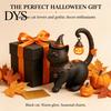 Niedliche Hexenkater-Skulptur für den Garten Halloween Schwarz Mit Hut Figur, Harzstatue Sammlerstücke Schreibtischregal, Gruselige Heimdekoration, Geschenk