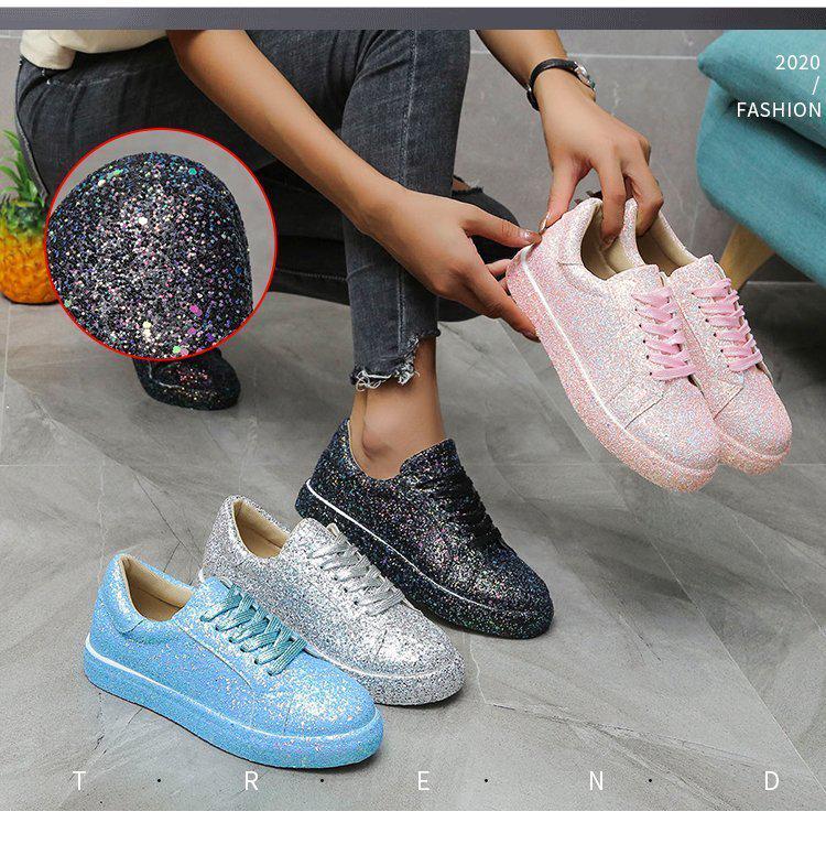 2021 Frühling Damen Übergröße Schnürschuhe Flache Weiße Freizeitschuhe mit Runder Zehenpartie