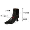 Fashion Women's new autumn and winter pointed leather sheepskin metal rivet high-heeled plus size and calf zipper fashion short boots