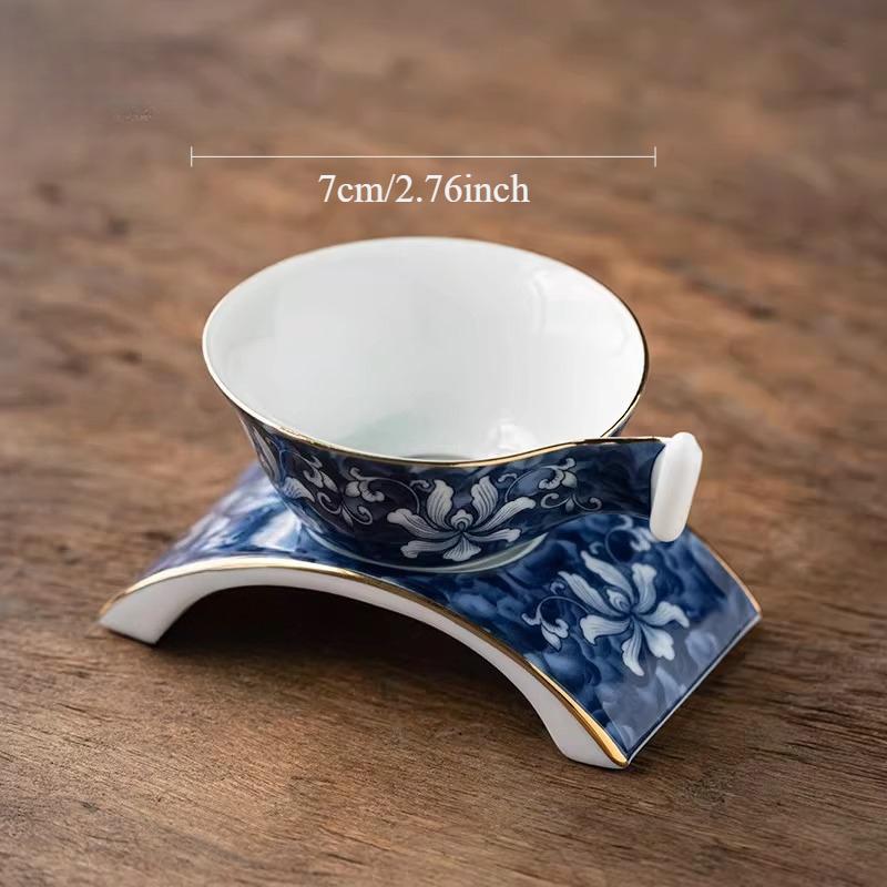 

Golden Blue and White Tea Strainer Chinese Style Underglaze Colored Tea Filter Kungfu Teaset Accessories Household Tea Filter