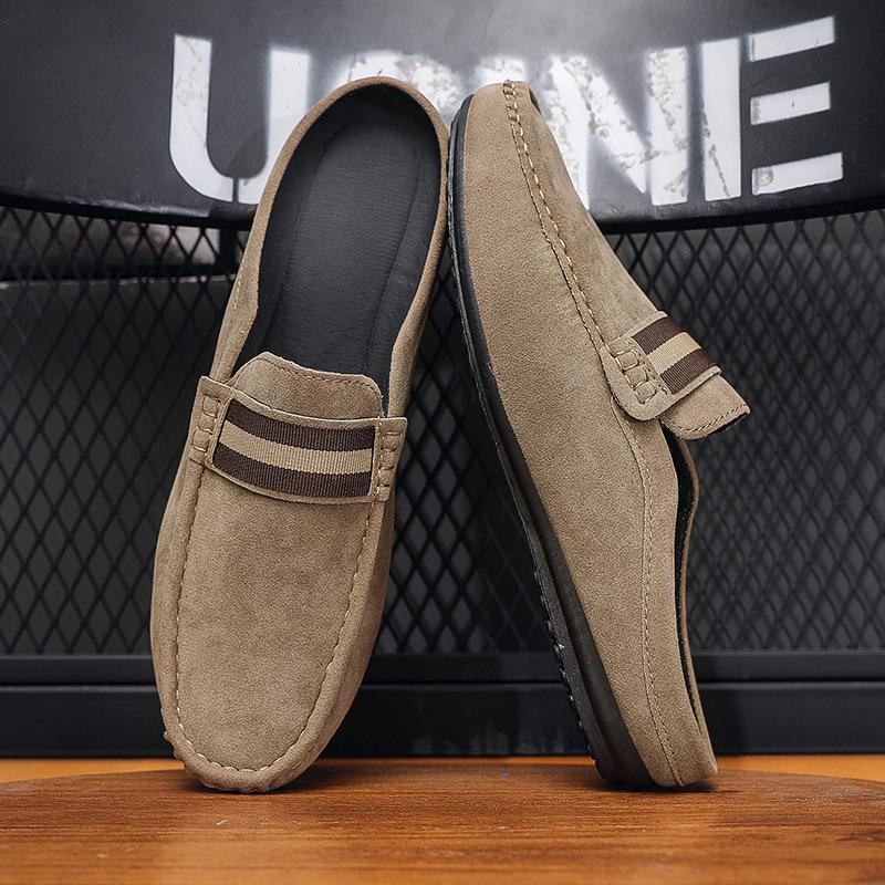Fashion Lefu Shoes Men's Lightweight Bean Shoes Summer One Step Push Lazy Breathable Casual Half Support Slippers for Men2025