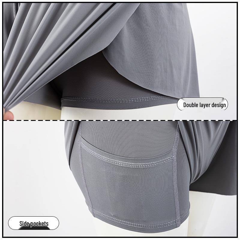 Gonna da Yoga/Tennis da Donna ad Asciugatura Rapida con Pantaloncini Traspiranti e Tasche