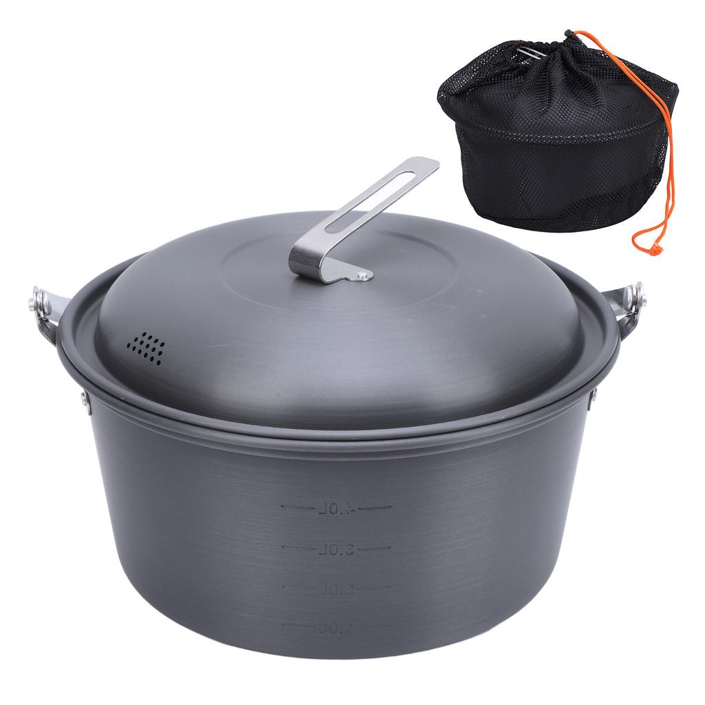 Outdoor Picnic Pot 5L Large Capacity Portable Camping Cookware Kit for Barbecue Cooking Boiling