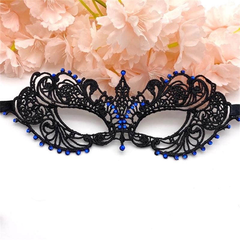 Rhinestone Half Face Mask for Women Halloween Masquerade Mask Antique Lace Half Face Mask Retro-Party Mask Cosplay Props