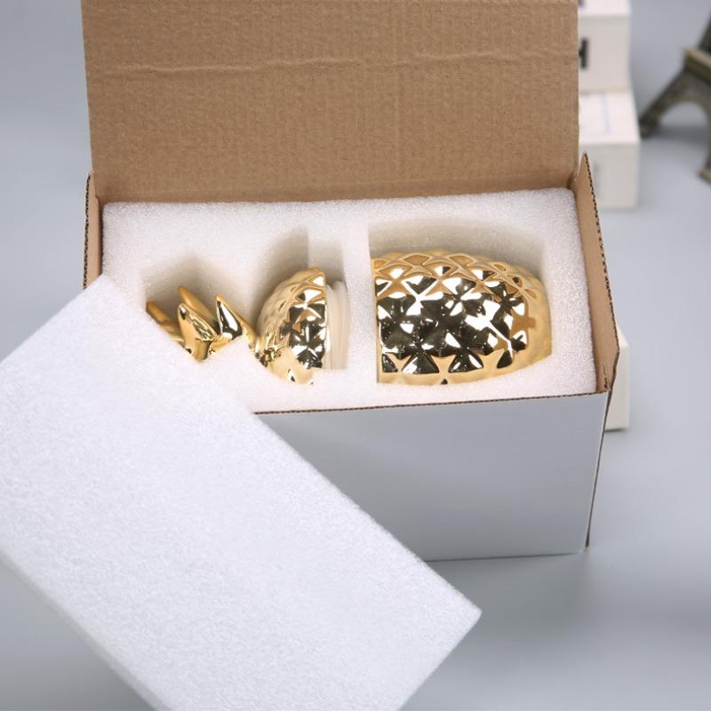 European-style Ceramic Golden Pineapple Jar - Jewelry Box & Storage Container