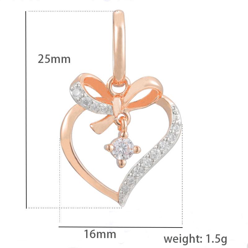 585 Rose Gold Heart Shaped Pendant With White Cubic Zirconia Necklace Gift For Women