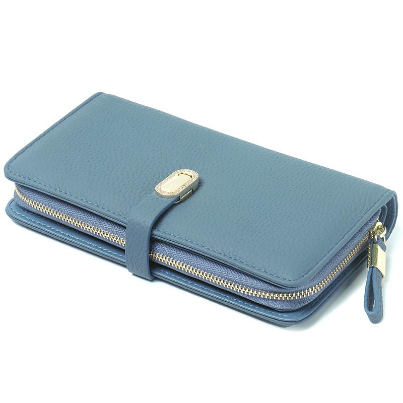 Dámská peněženka, Pravá kůže, Velkokapacitní peněženka v kontrastních barvách, První vrstva hovězí kůže, Luxusní psaníčko, Peněženka na více karet.