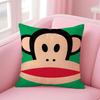 P-Paul Frank Pillow Cute Cartoon Cushion Cover Pillowcase Short Plush Invisible Zipper Room Sofa Cushion Cover