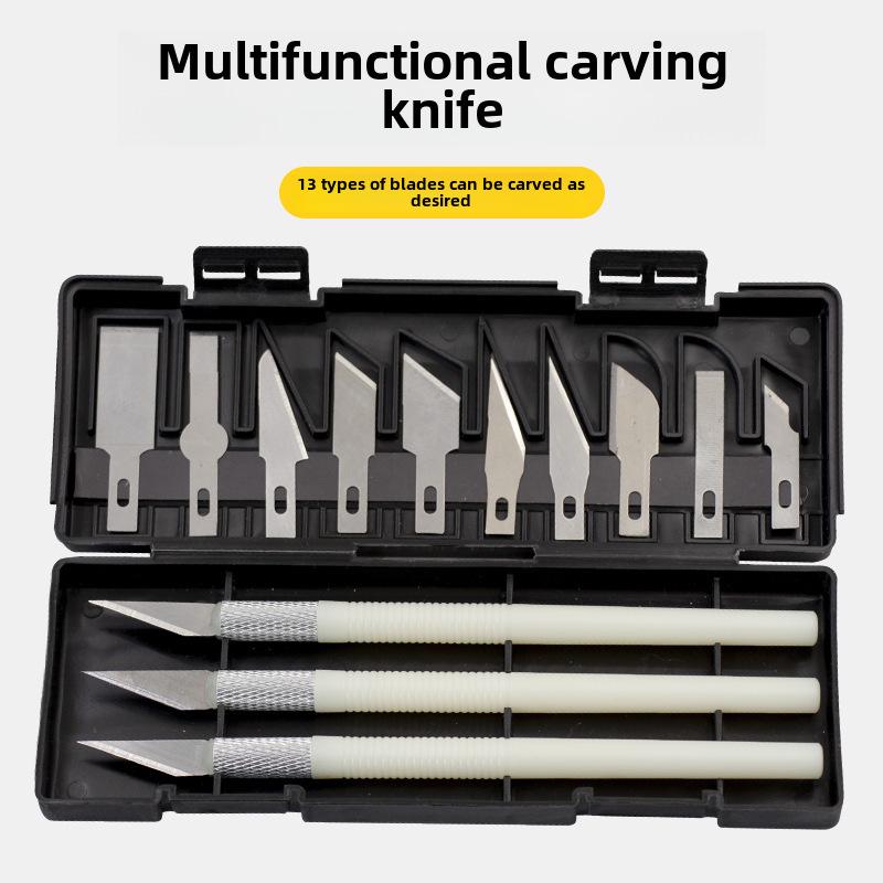 13-Piece Carving & Utility Knife Set with Detergent Bottle, Film, and Paper Cutting Tools