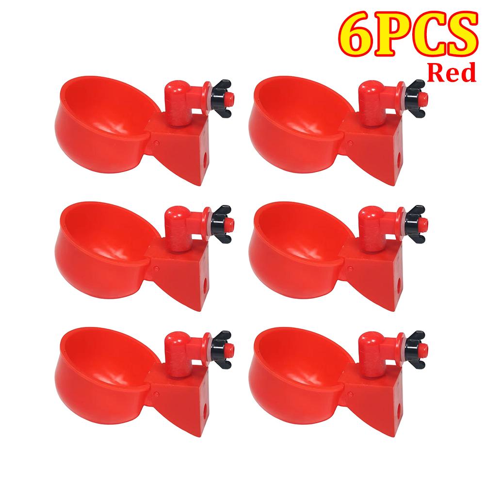 

Чашка-поилка для кур Автоматическая поилка Кормушка для кур Пластиковая поилка для птицы Поилка для питьевой воды для цыплят, уток, гусей, перепелов 6pcs red красный