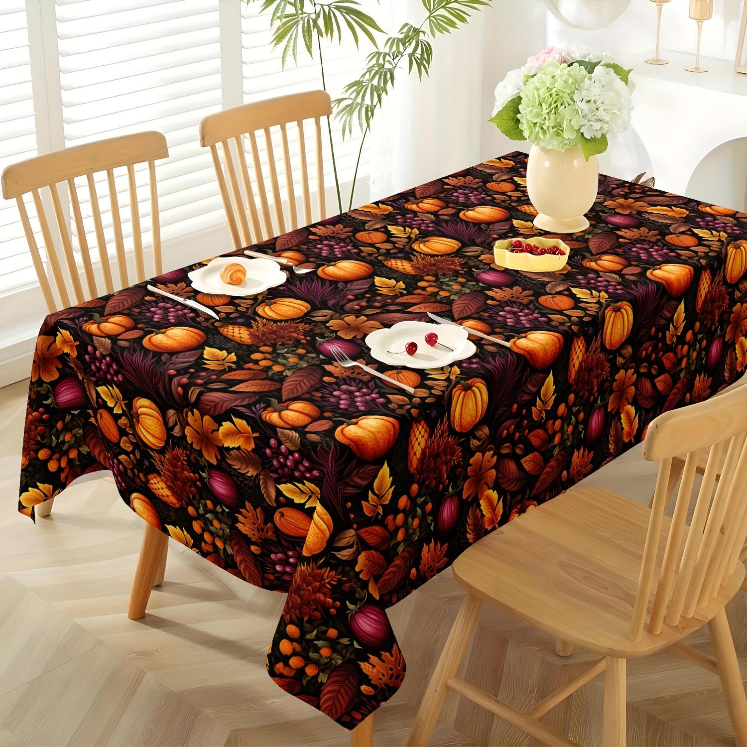 Nappe Rectangle Récolte d'Automne pour Décoration de Table Cuisine Salle à Manger Imperméable Réutilisable Nappe pour Tables Intérieur Extérieur 90x140cm
