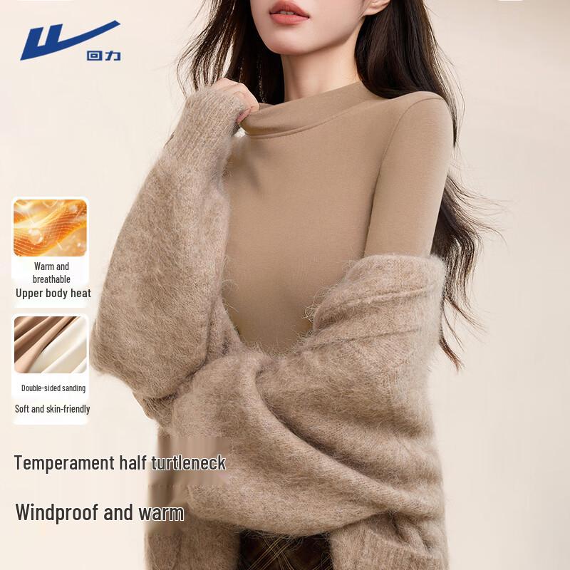 Huili Women s Faux Fleece Mock Neck Long Sleeve T-Shirt 2XL