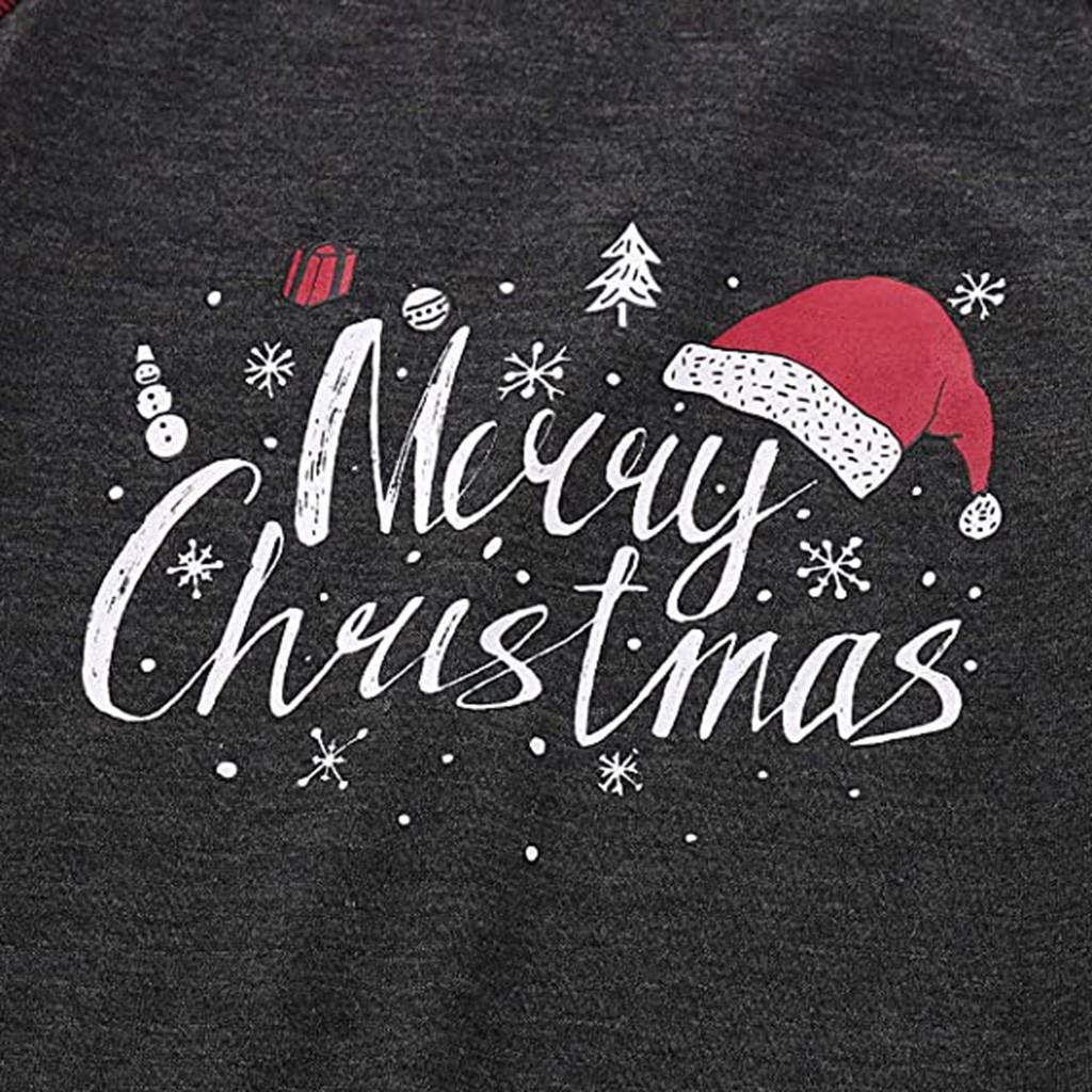 Christmas Man  Letter Plaid Print Top Blouse+Pants Family Clothes Pajamas