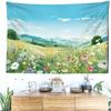 Blue Sky Grassland Flower Blossoms Tapestry Wall Hanging Simple Art Landscape Bohemian Dormitory Bedroom Home Decor