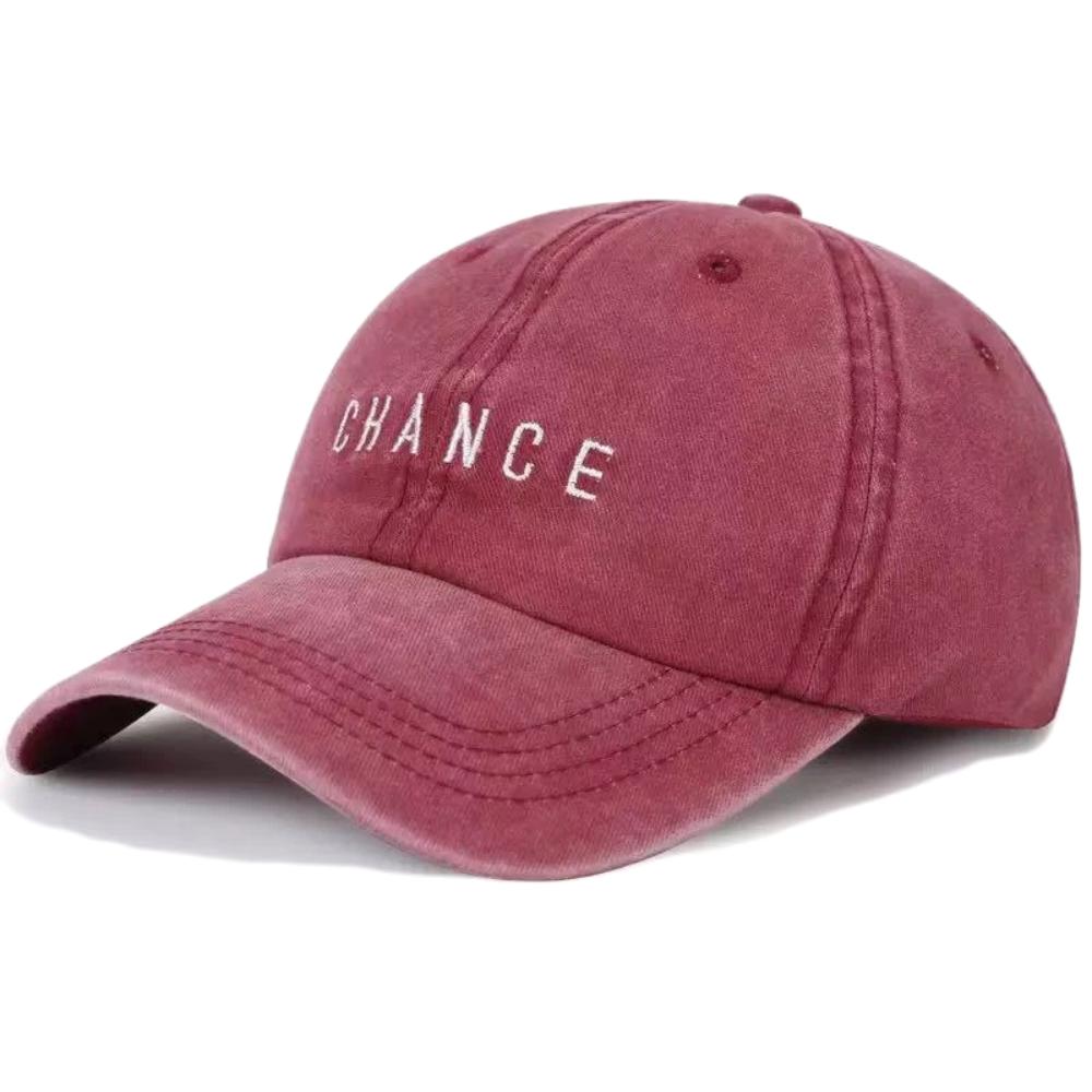 

Hot Sale Unisex Washed Cotton Embroidery Baseball Cap Chance Letter Outdoor Casual Color Matching Shading Cap For WoUnisex And Unisex 56cm-60cm