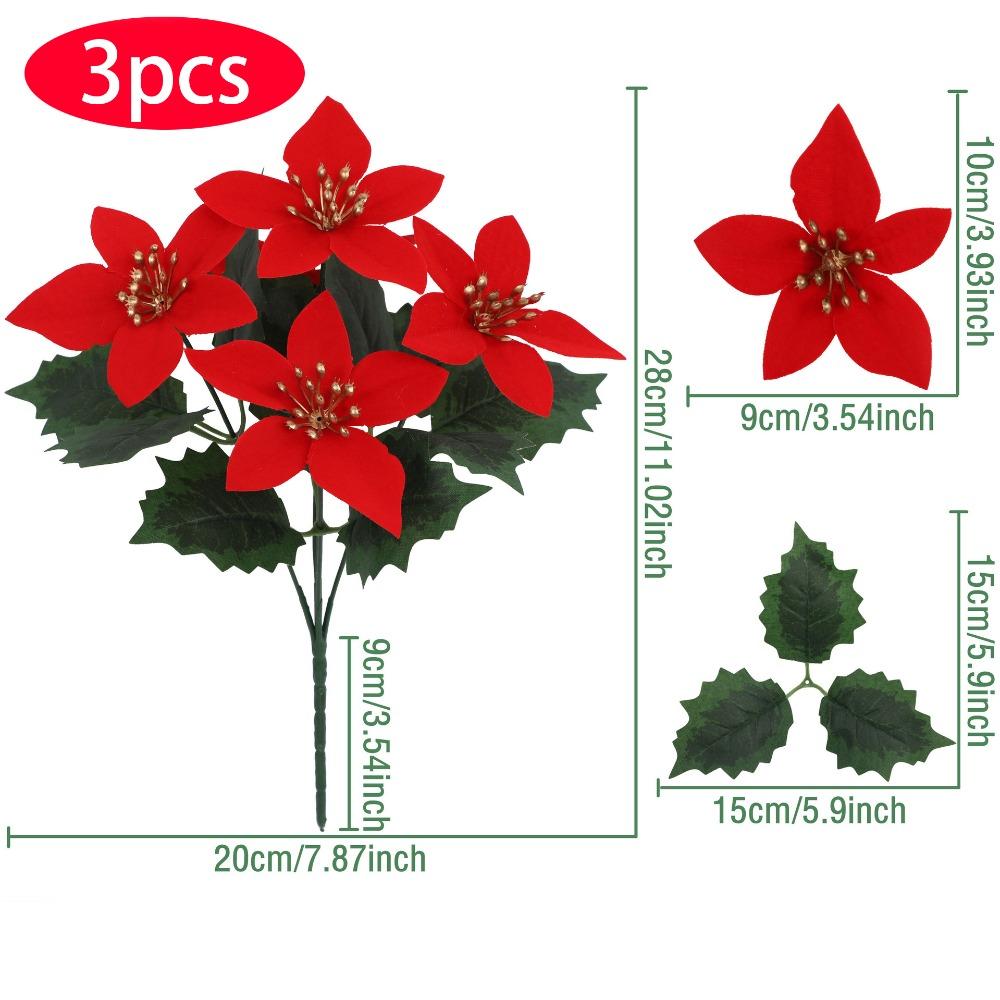 Plastic Plants Christmas Artifical Flowers DIY Accessories Reusable Simulated Flowers Bouquet Creative with 5 Forks