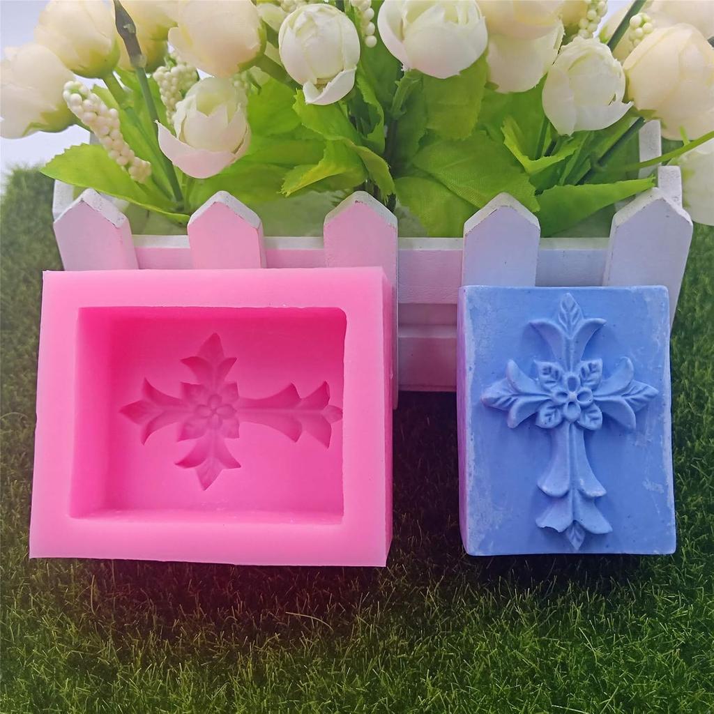 GreatMold Cross Handmade Silicone Soap Mold FlowerRectangle Silicone Mold for Natural Soap Classic Aromatherapy Plaster Mould (Rectangle)