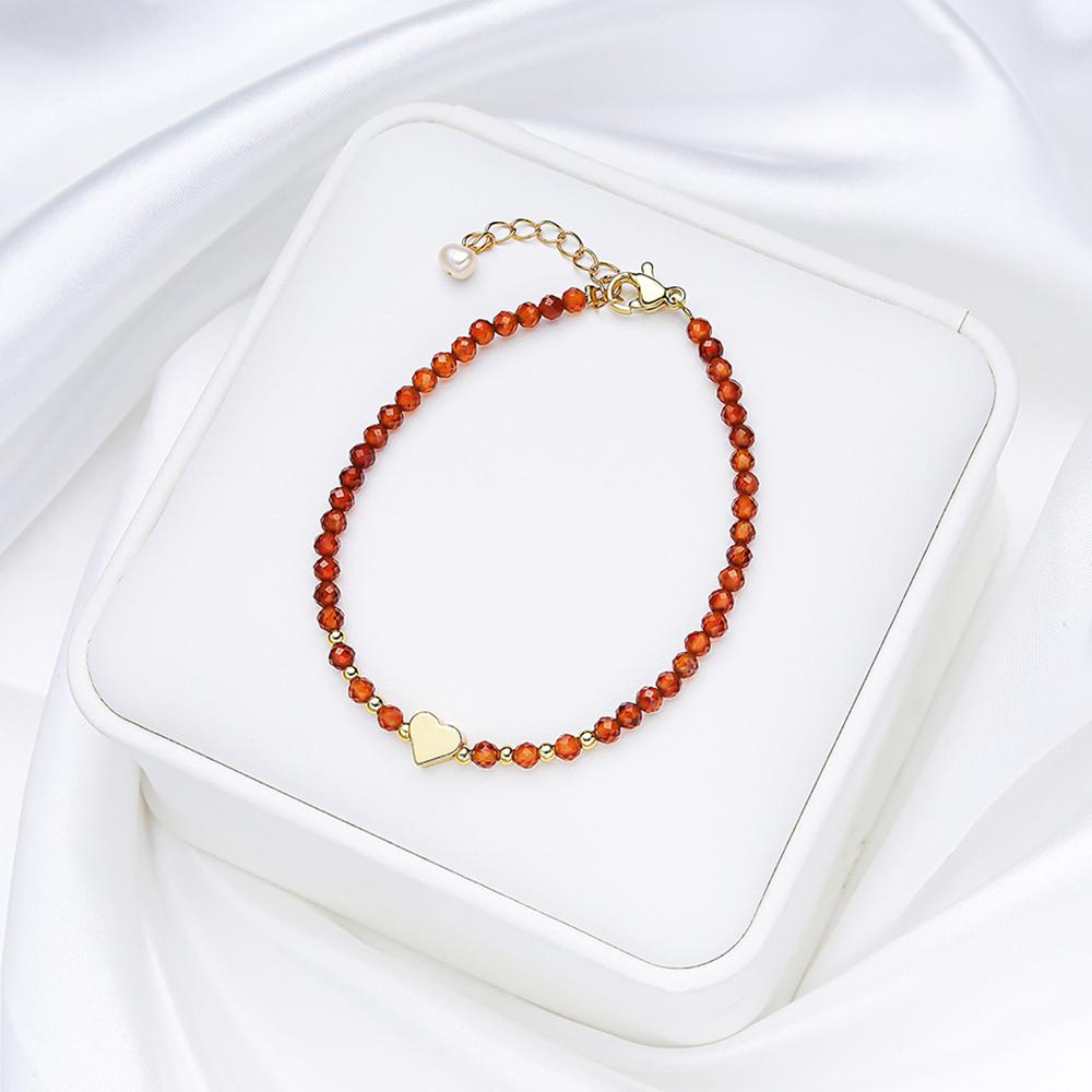

1pc 3MM Handmade Natural Stone Amethyst Beads With Heart Bracelets For Women Jewelry Gift червоний