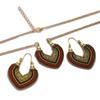 Vintage Ethnic Gold Color Drop Earrings Necklace for Women Heart Shape Statement Earrings Bohemian Rope Wrap Zircon Bijoux