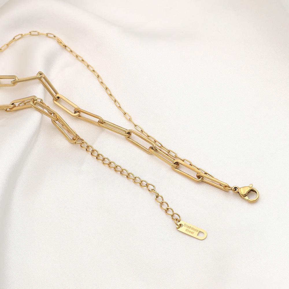 Personalized Fashion 18K Collarbone Chain Women'S Non-Fading Double-Layer Titanium Steel Jewelry Necklace High-End Niche