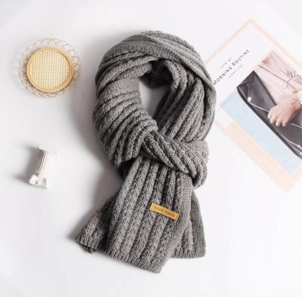 Korean-Style Houndstooth Knitted Round Neck Scarf - Warm, Versatile, Trendy Autumn/Winter Accessory
