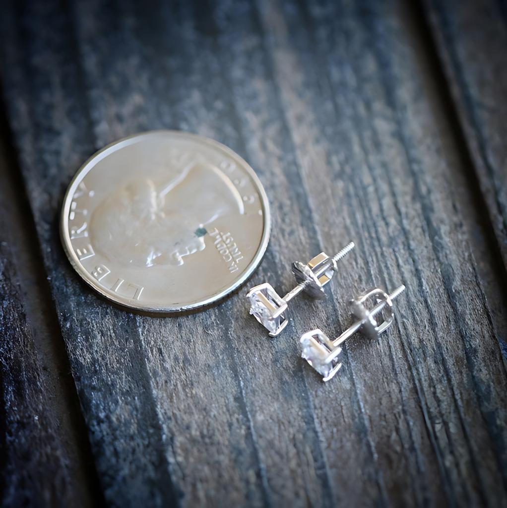 Silver CZ Stud Earrings Round Princess Cut Fashion Jewelry Women Accessories 925 Sterling Silver Ear Rings