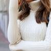 Fashionable Solid Cable-knit Turtleneck Casual Long Sweater Dress for Women
